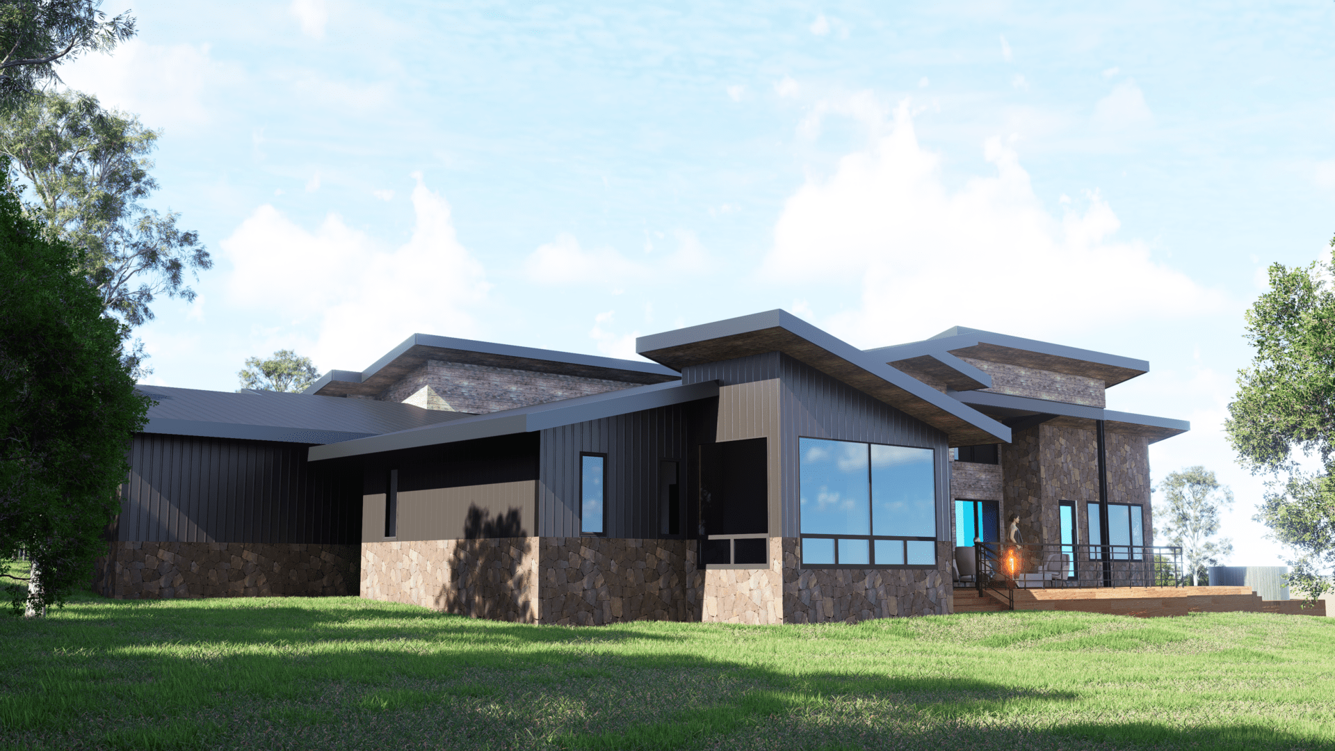 Modern single-story house with large windows